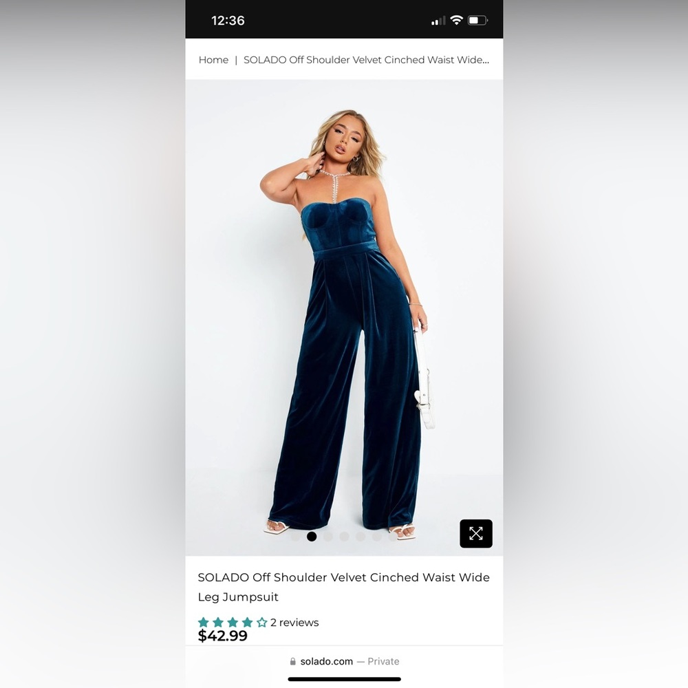 Solado Straplesss Velvet Cinched Waist Jumpsuit
